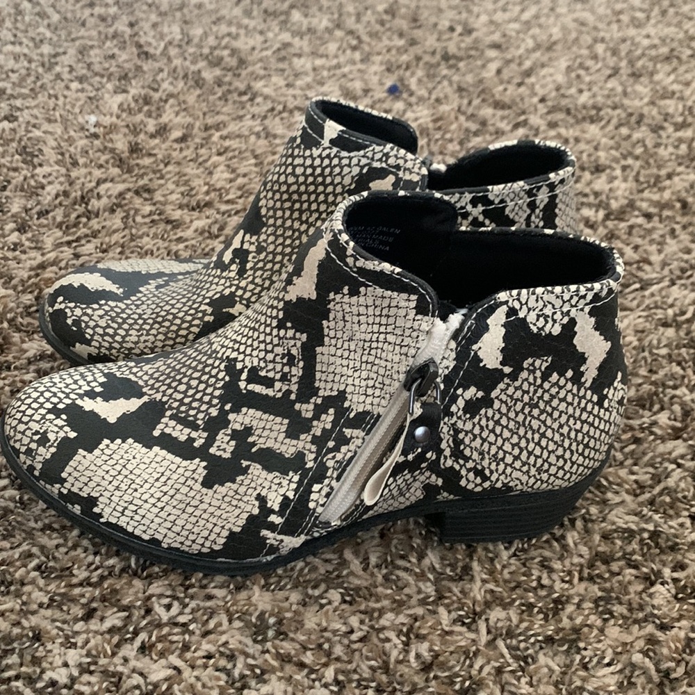 Snakeskin booties